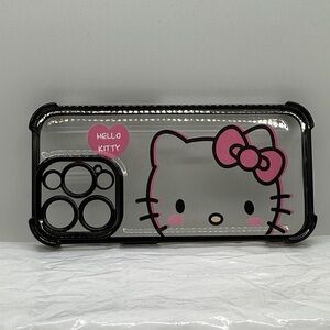 Hello Kitty Transparent Case with Pink Bow and Black Outline